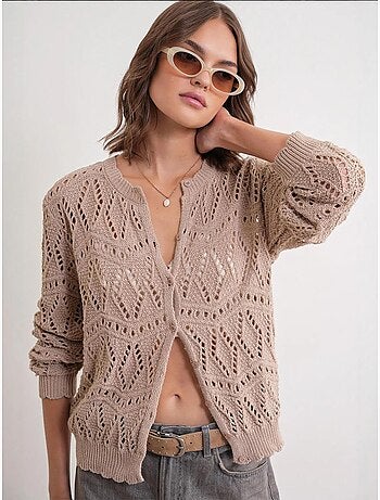 Cardigan van getextureerde knit met knoopsluiting mixray