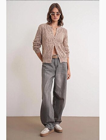 Cardigan van getextureerde knit met knoopsluiting mixray