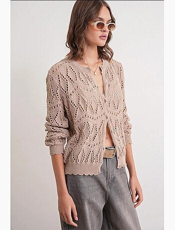 Cardigan van getextureerde knit met knoopsluiting mixray