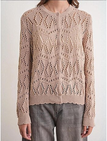 Cardigan van getextureerde knit met knoopsluiting mixray