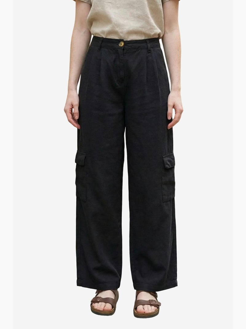 Cargo broek hoge taille wijd my fashion Zwart - Kiabi