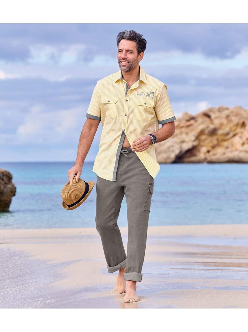 Cargo relaxbroek van denim  - atlas for men Grijs - Kiabi
