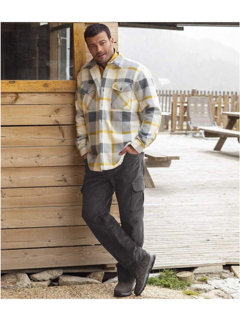 Cargobroek van corduroy - atlas for men Antracietblauw - Kiabi