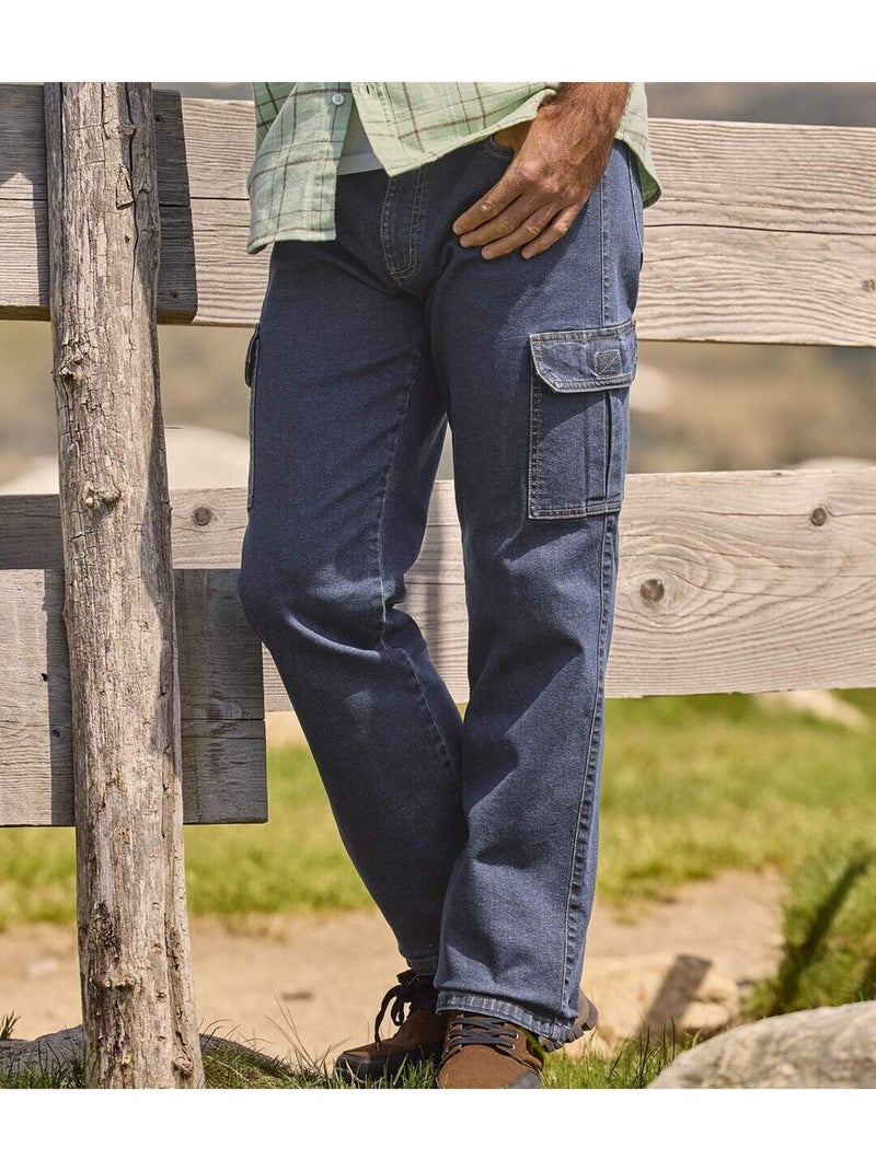 Cargojeans met half-elastische tailleband  - atlas for men Donkerblauw - Kiabi