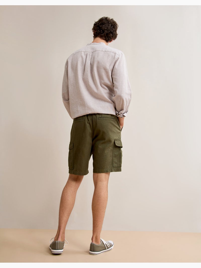 Cargoshorts met linnen, MO Fashion Groen - Kiabi
