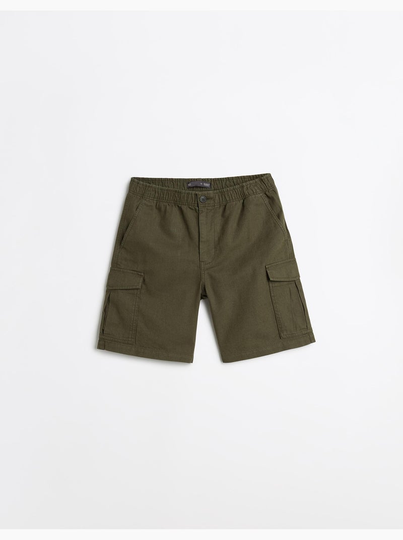 Cargoshorts met linnen, MO Fashion Groen - Kiabi