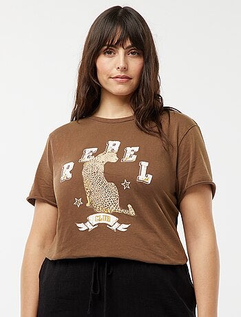 Carmakoma-T-shirt met een print met een luipaard