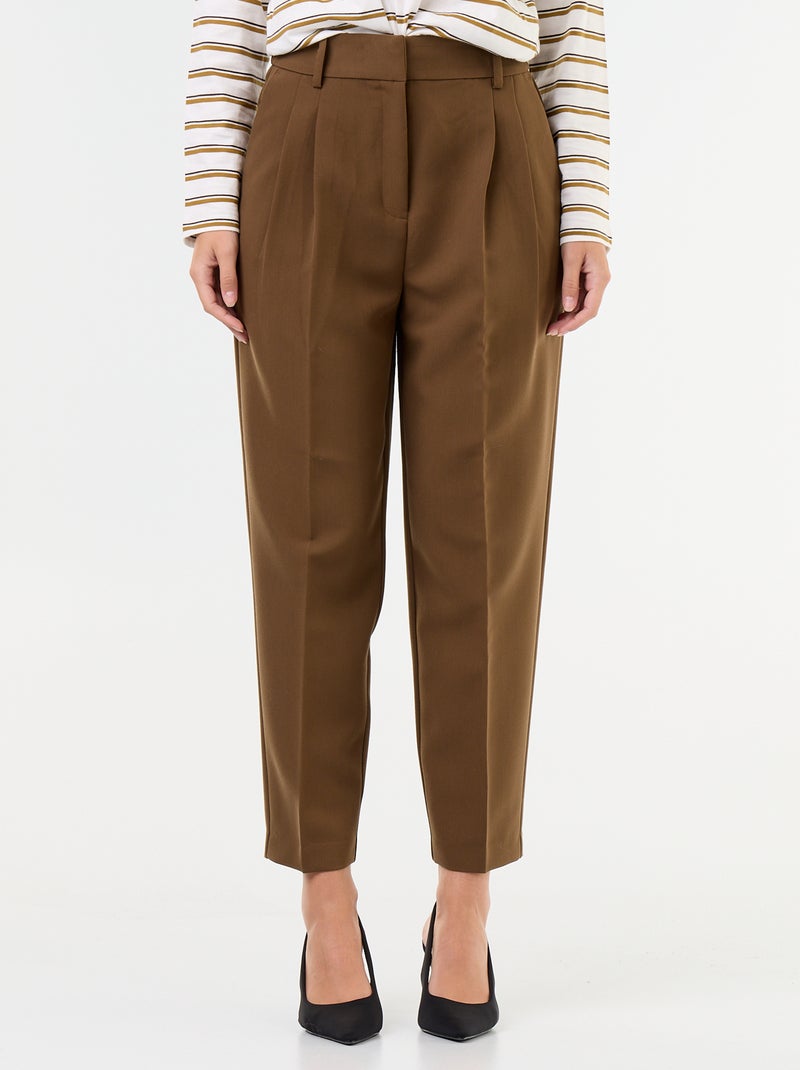 Carrot fit-broek met hoge taille Bruin - Kiabi