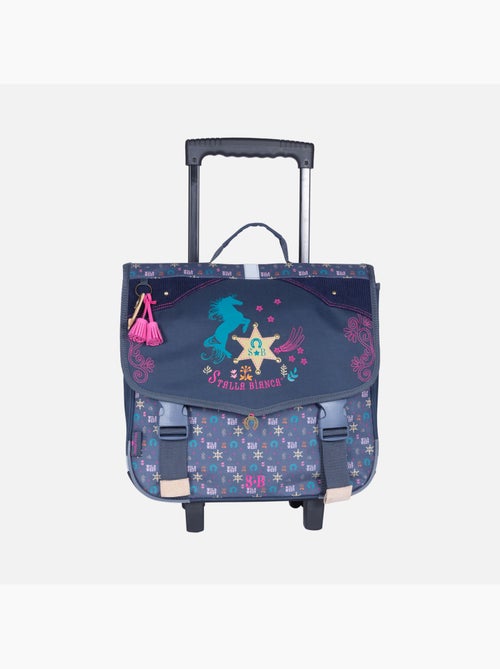 Cartable à roulettes fille 38 cm STALLA BIANCA Western bleu - Kiabi Cartable à roulettes fille 38 cm STALLA BIANCA Western bleu - Kiabi