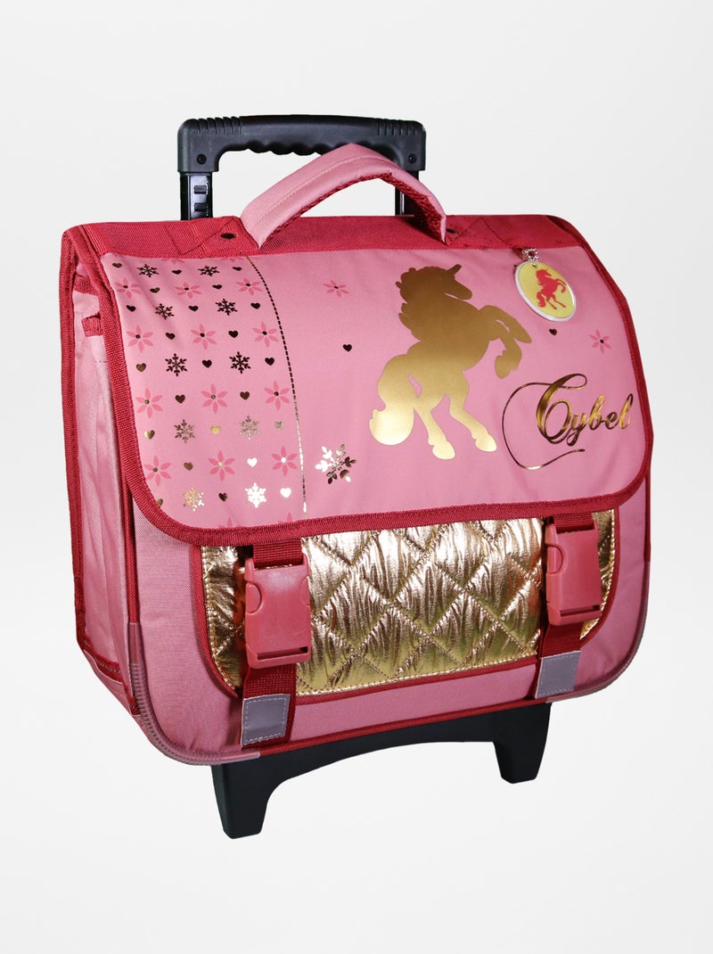 Cartable à roulettes matelassé Rose - Kiabi