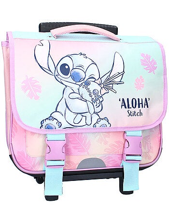 Cartable à roulettes motif tropical et Stitch en polyester Lilo et Stitch