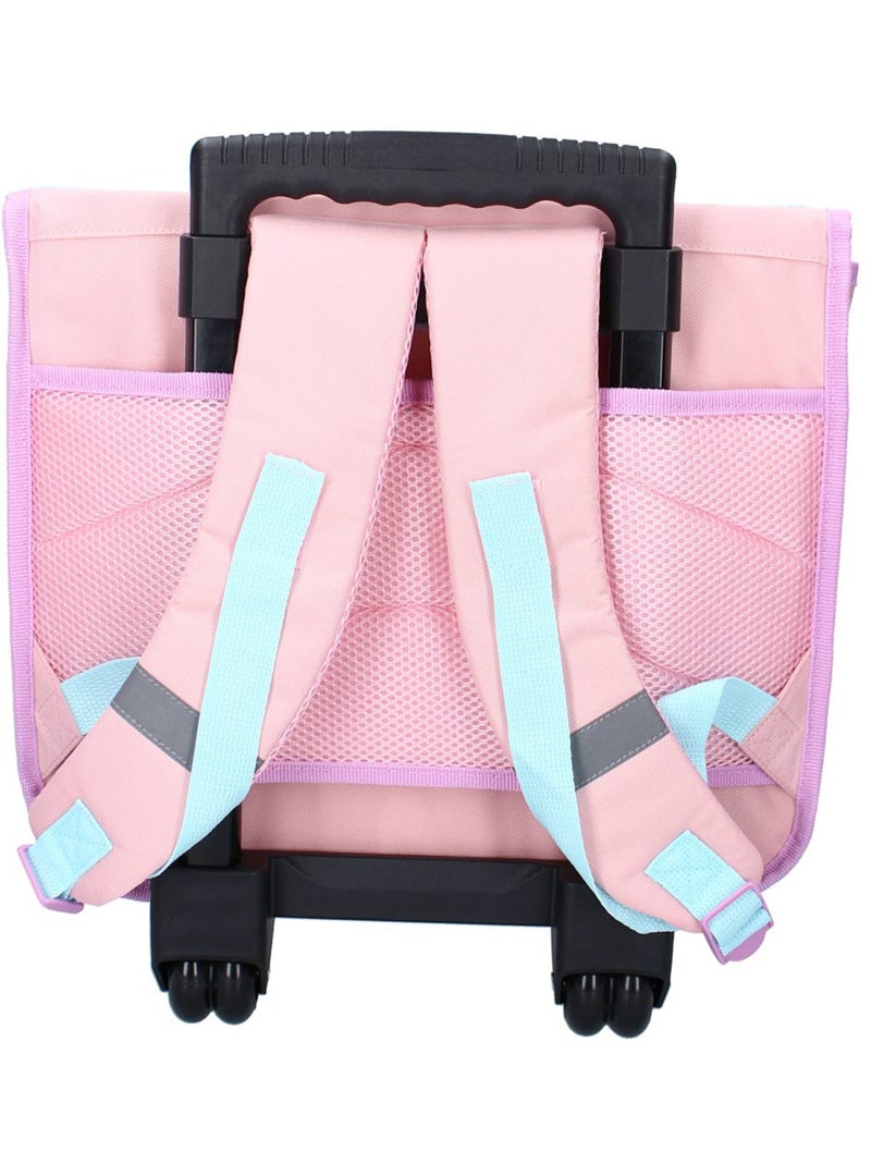 Cartable à roulettes motif tropical et Stitch en polyester Lilo et Stitch Blanc Rose clair - Kiabi