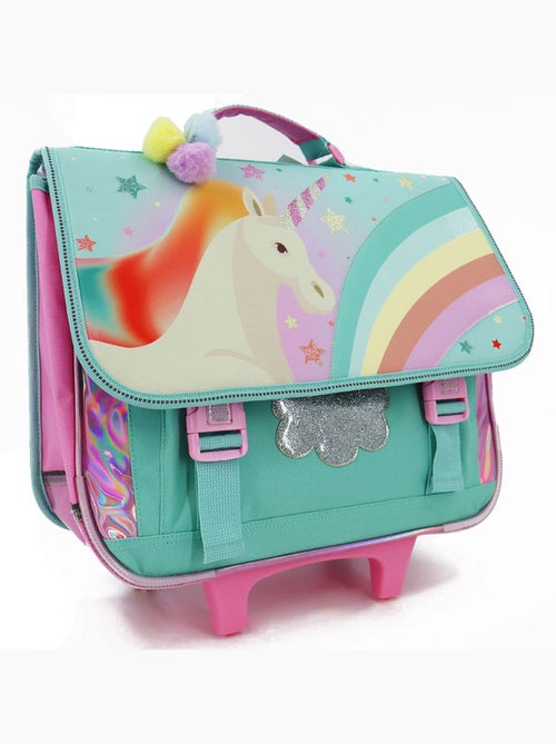 Cartable à roulettes scolaire motif licorne base plastique - Kiabi Cartable à roulettes scolaire motif licorne base plastique - Kiabi
