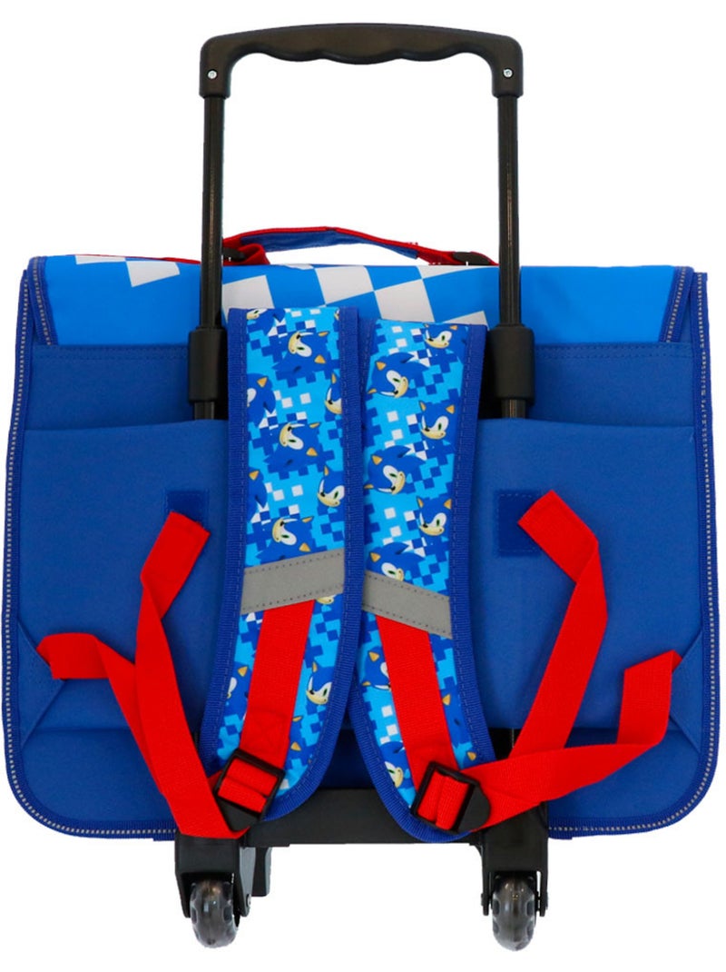 Cartable à roulettes Sonic Flash 41 cm 2 compartiments Noir Rose foncé Bleu - Kiabi