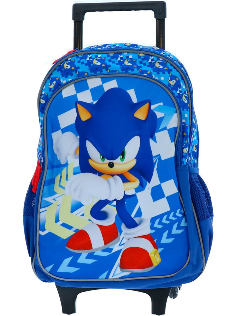Cartable à roulettes Sonic Flash 48 cm à 2 compartiments zippés SONIC Noir Blanc - Kiabi