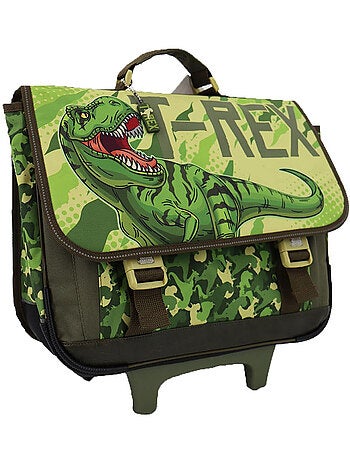 Cartable à roulettes T-Rex deux compartiments toile renforcée