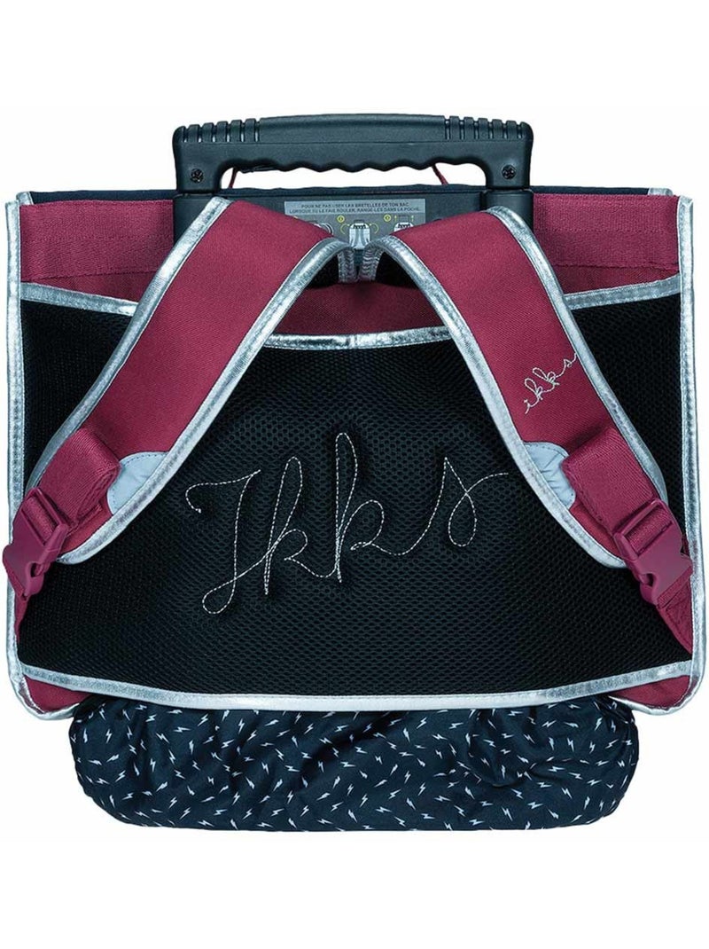 Cartable à roulettes textile avec poignée télescopique IKKS Bleu marine/Gris froid - Kiabi