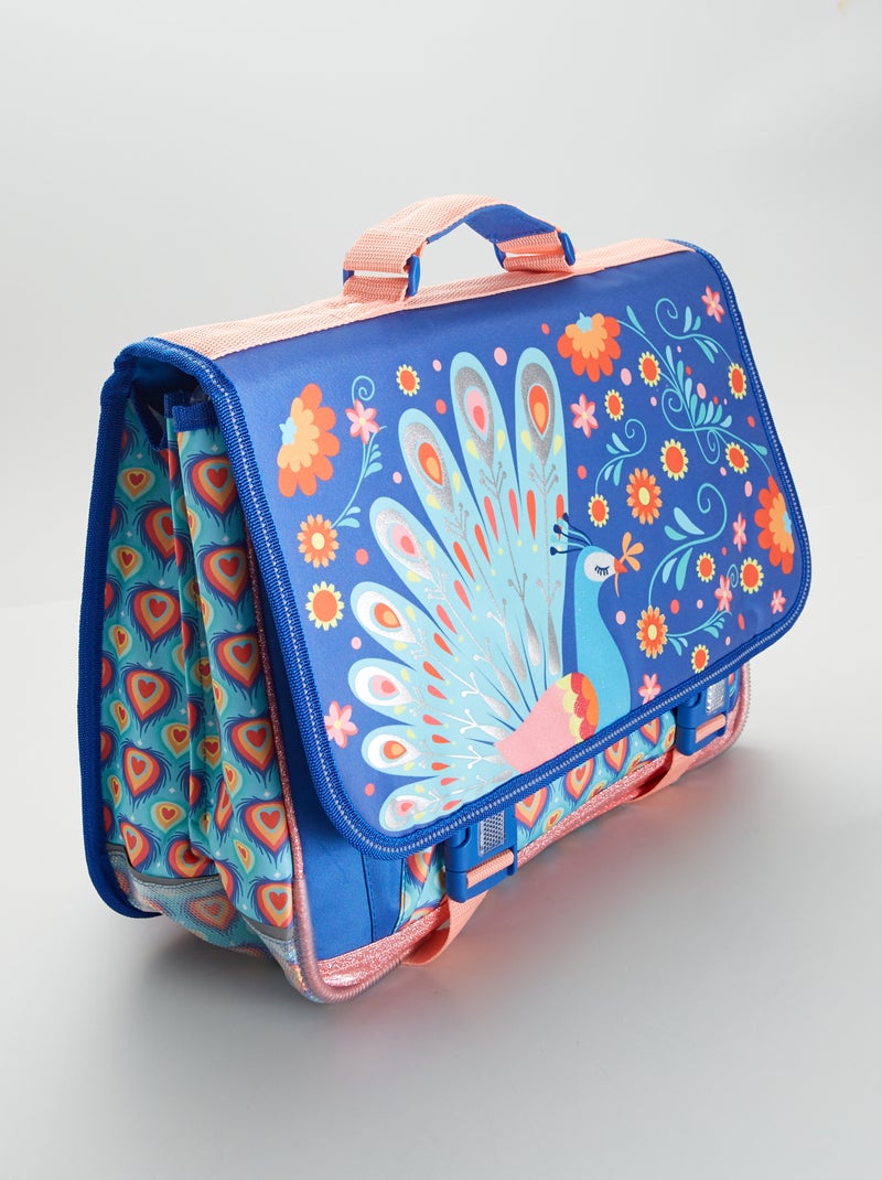 Cartable avec motif 'paon' bleu - Kiabi