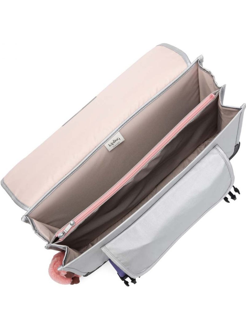 Cartable enfant Kipling Preppy Gris Brillant 41 CM + House de protection fluo Gris Violet - Kiabi