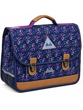 Cartable primaire 35 cm POIDS PLUME Marine fleuri ultra léger