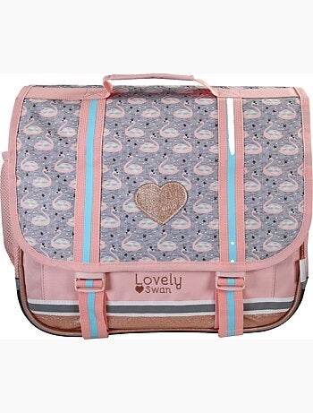 Cartable scolaire 38 cm 2 compartiments KIP Lovely Swan rose