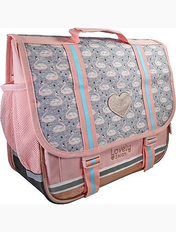 Cartable scolaire 38 cm 2 compartiments KIP Lovely Swan rose