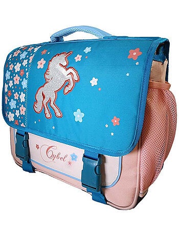 Cartable scolaire fille Cybel Licorne 38 cm bleu et rose 2 compartiments