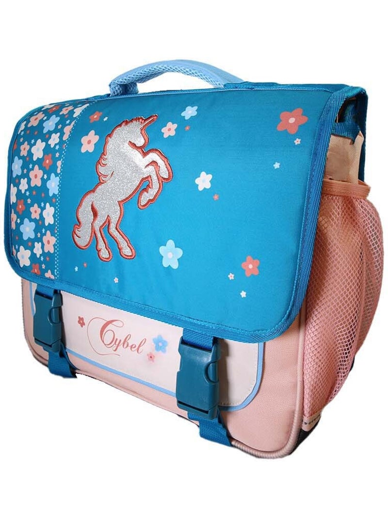 Cartable scolaire fille Cybel Licorne 38 cm bleu et rose 2 compartiments Multicolore - Kiabi