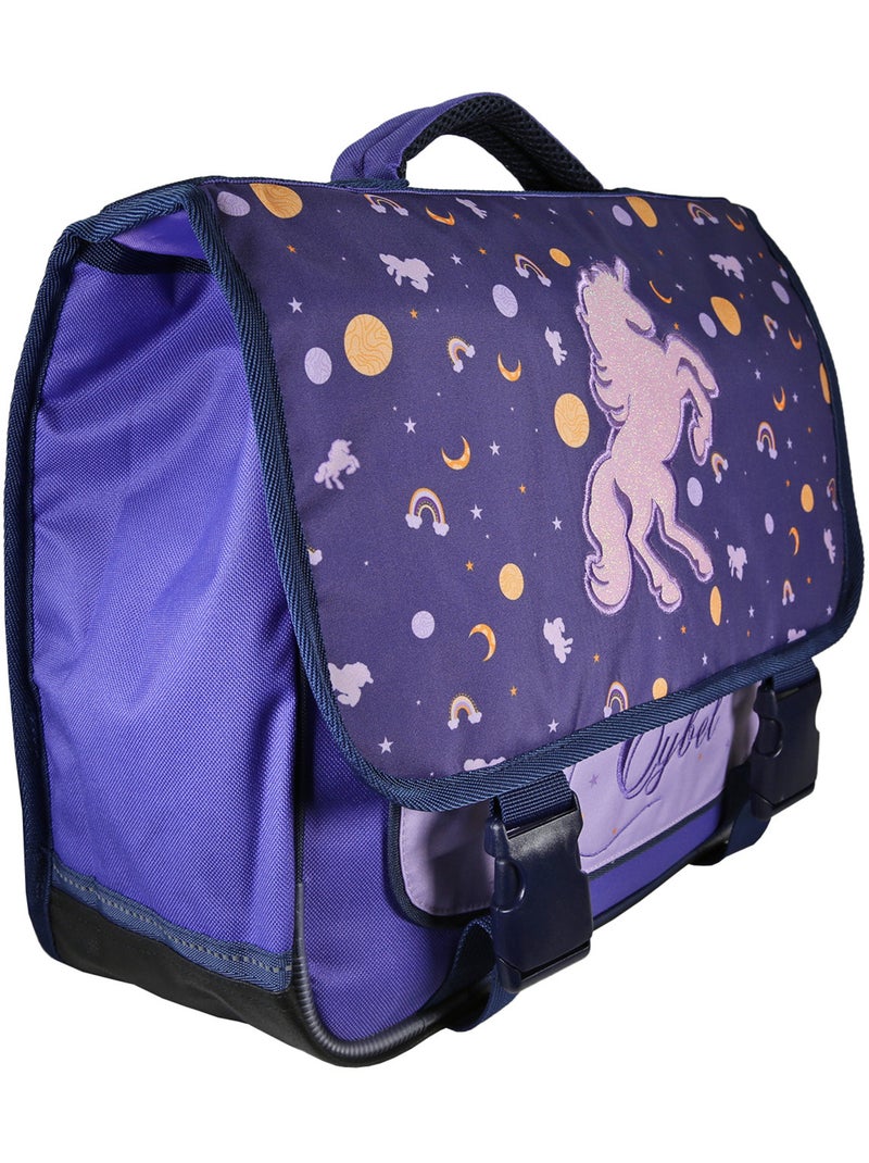 Cartable scolaire fille Cybel Licorne 38 cm violet 2 compartiments Bleu marine - Kiabi