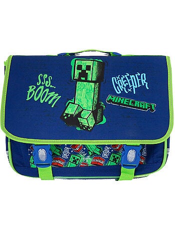 Cartable scolaire Minecraft Creeper boom polyester