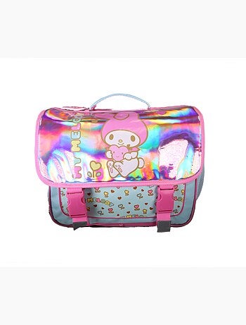 Cartable scolaire My Melody Birdy 38 cm effet holographique rose et bleu 2 compartiments