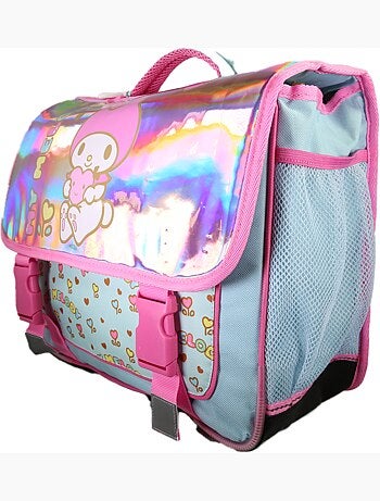 Cartable scolaire My Melody Birdy 38 cm effet holographique rose et bleu 2 compartiments