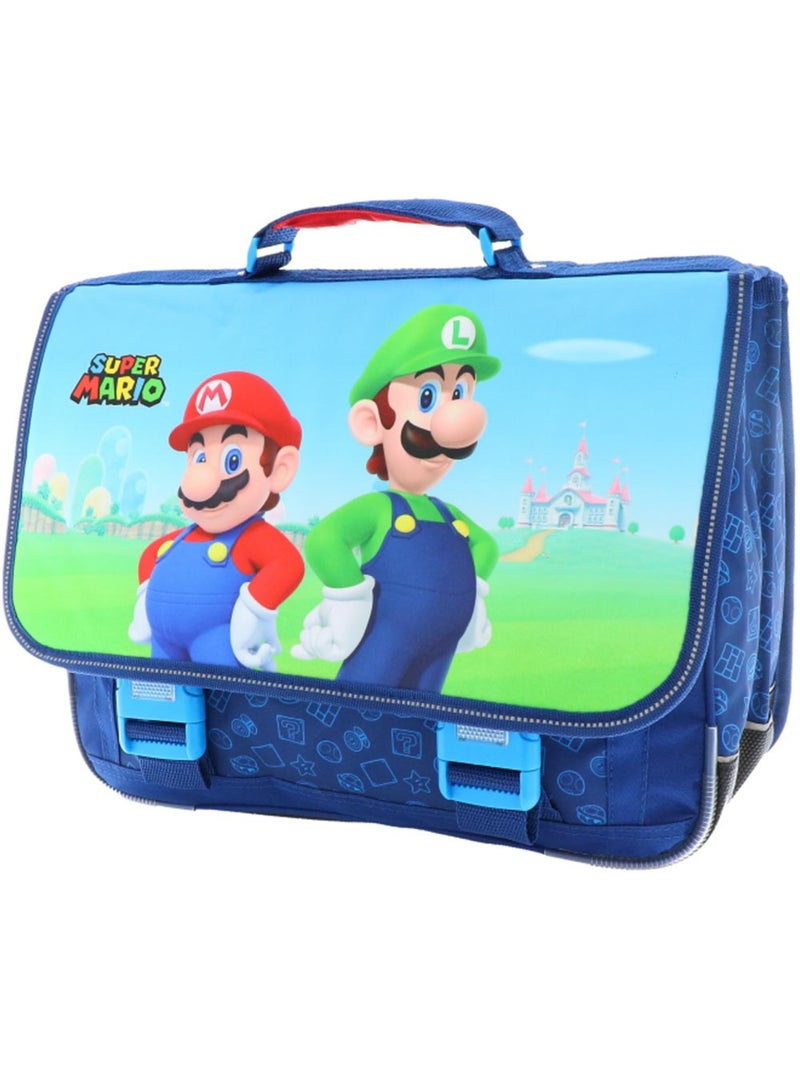 Cartable scolaire Super Mario en tissu synthétique imprimé Bleu - Kiabi