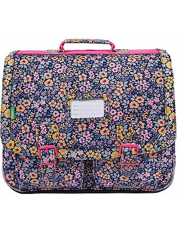 Cartable Tann's Elena 41 cm motif wax fluo rose 2 compartiments
