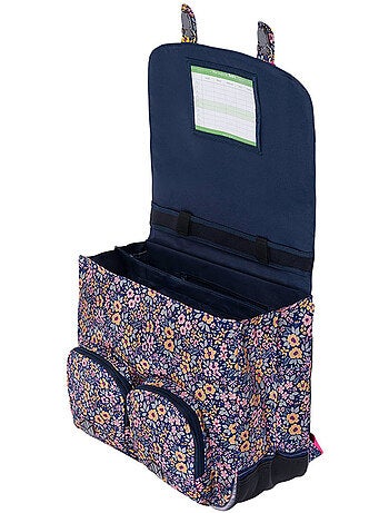Cartable Tann's Elena 41 cm motif wax fluo rose 2 compartiments