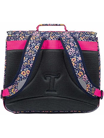 Cartable Tann's Elena 41 cm motif wax fluo rose 2 compartiments