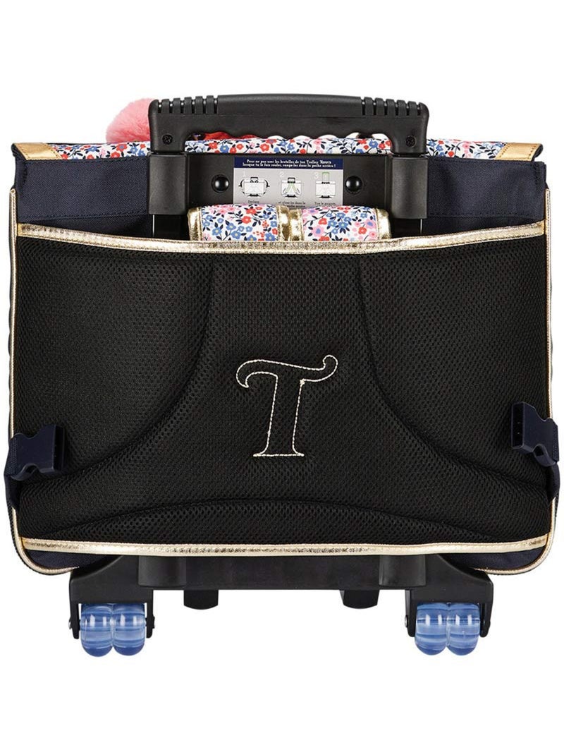Cartable trolley polyester recyclé imprimé fleuri Tann's Antonia 38 CM Bleu marine - Kiabi