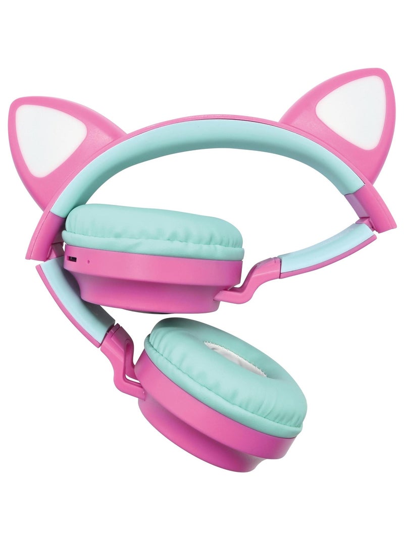 Casque barbie sans fil rechargeable lumineux avec oreilles de chat Rose - Kiabi