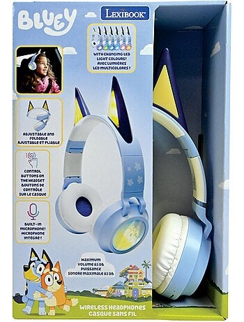 Casque lumineux pliable bluetooth et filaire bluey avec limitation du volume