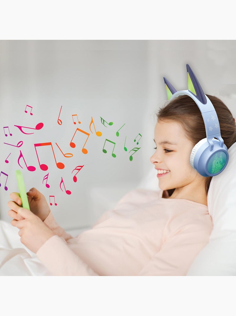 Casque lumineux pliable bluetooth et filaire bluey avec limitation du volume Bleu - Kiabi