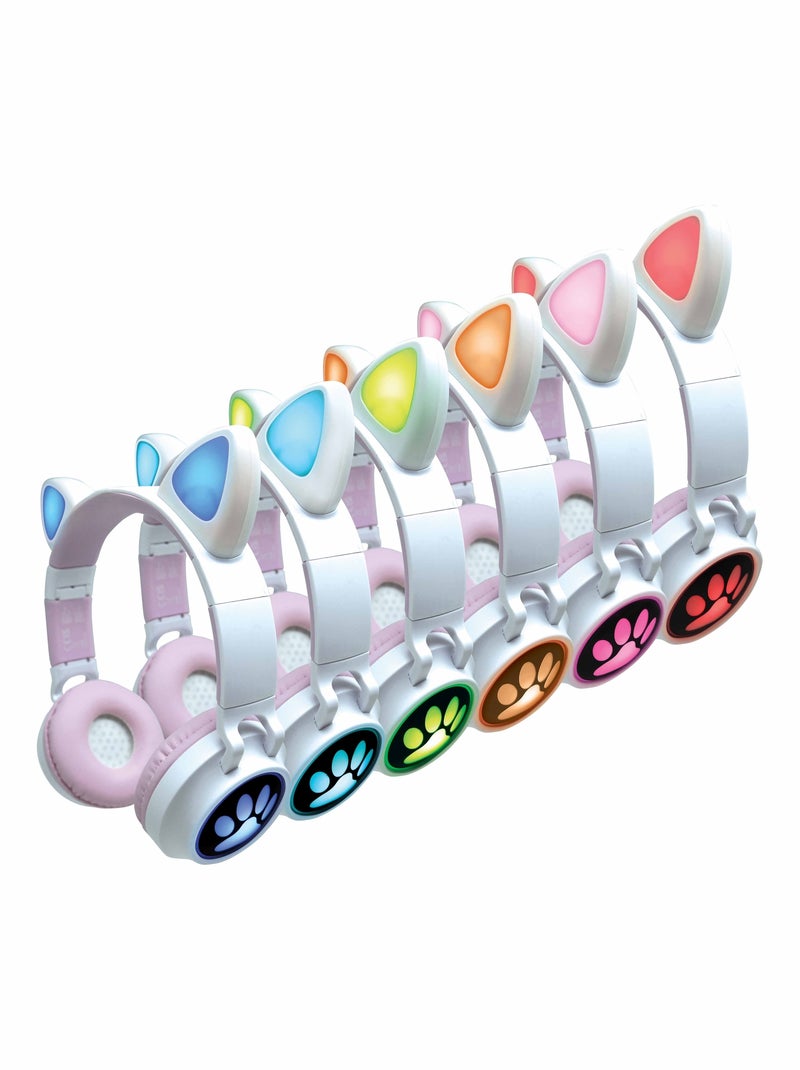 Casque sans fil rechargeable lumineux avec oreilles de chat Rose - Kiabi