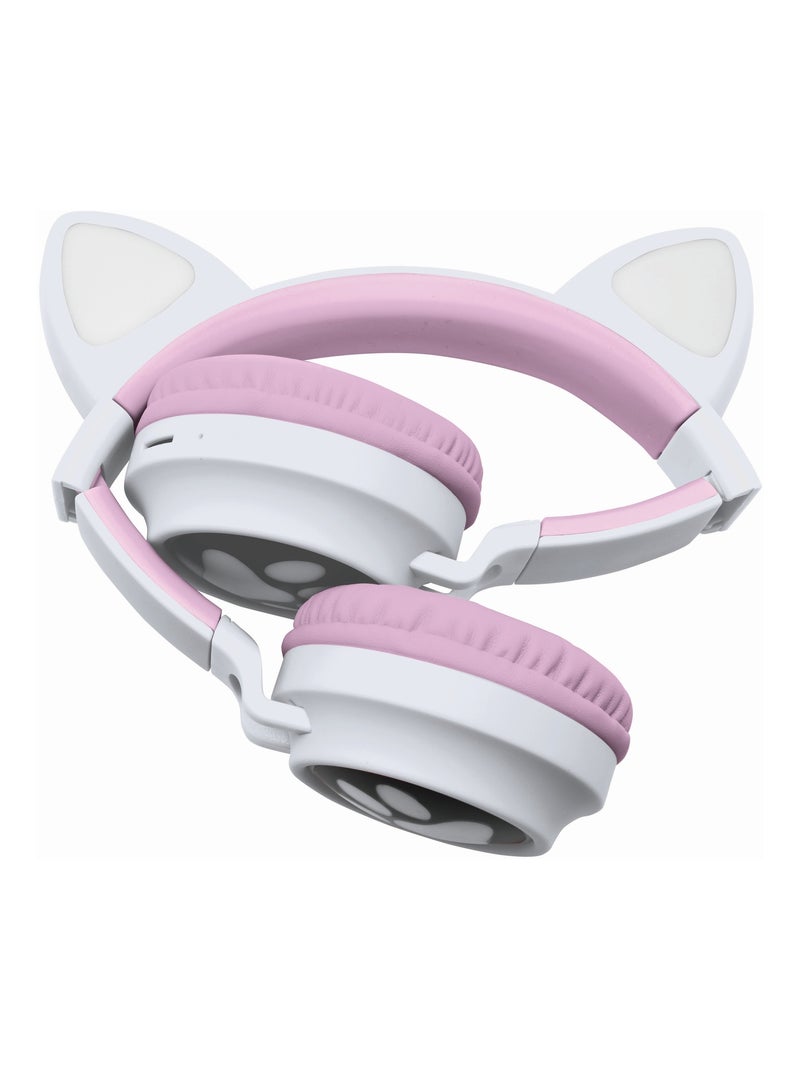Casque sans fil rechargeable lumineux avec oreilles de chat Rose - Kiabi