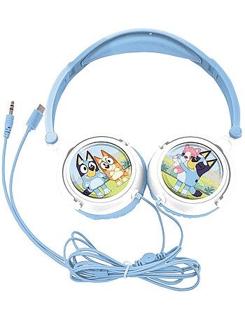 Casque stéréo filaire pliable avec limitation de volume d'écoute bluey