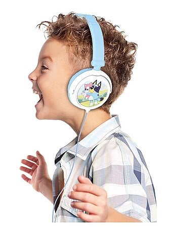 Casque stéréo filaire pliable avec limitation de volume d'écoute bluey