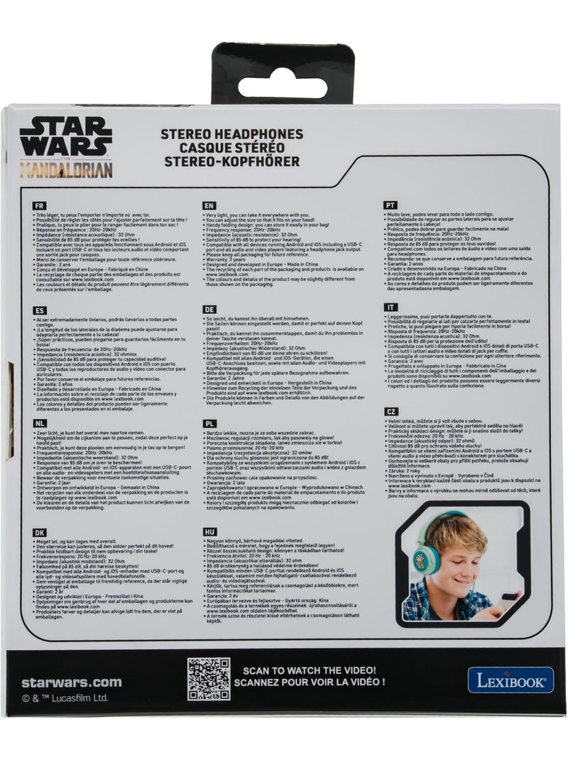 Casque stéréo filaire pliable avec limitation de volume d'écoute star wars Vert - Kiabi