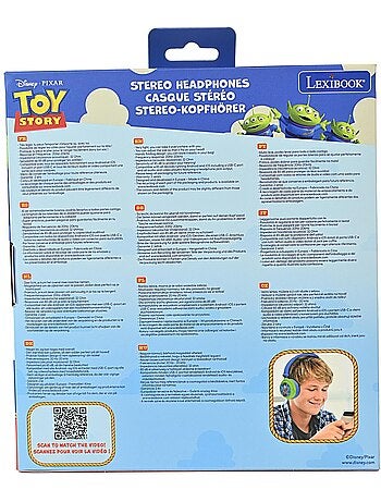 Casque stéréo filaire pliable avec limitation de volume d'écoute toy story