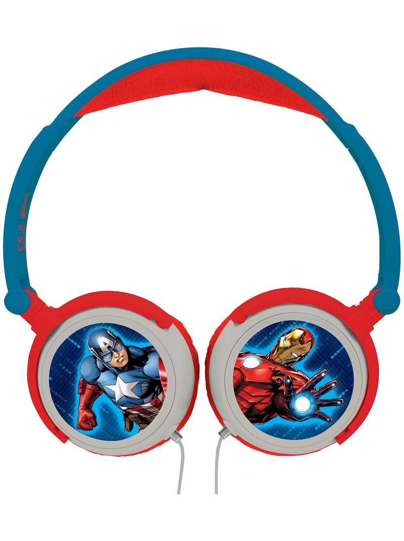 Casque stéréo filaire pliable avengers avec limitation de volume d'écoute Bleu - Kiabi