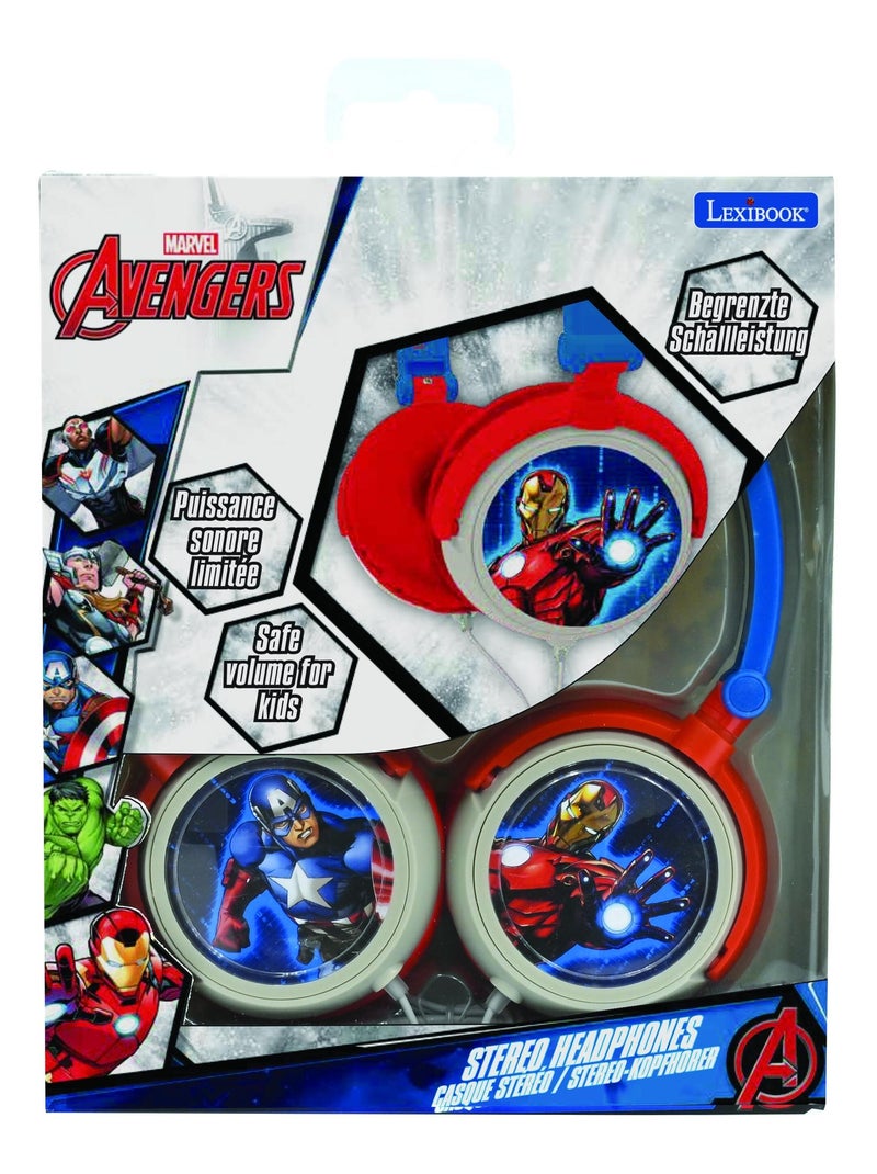 Casque stéréo filaire pliable avengers avec limitation de volume d'écoute Bleu - Kiabi