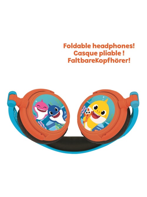 Casque stéréo filaire pliable baby shark avec limitation de volume d'écoute - Kiabi Casque stéréo filaire pliable baby shark avec limitation de volume d'écoute - Kiabi