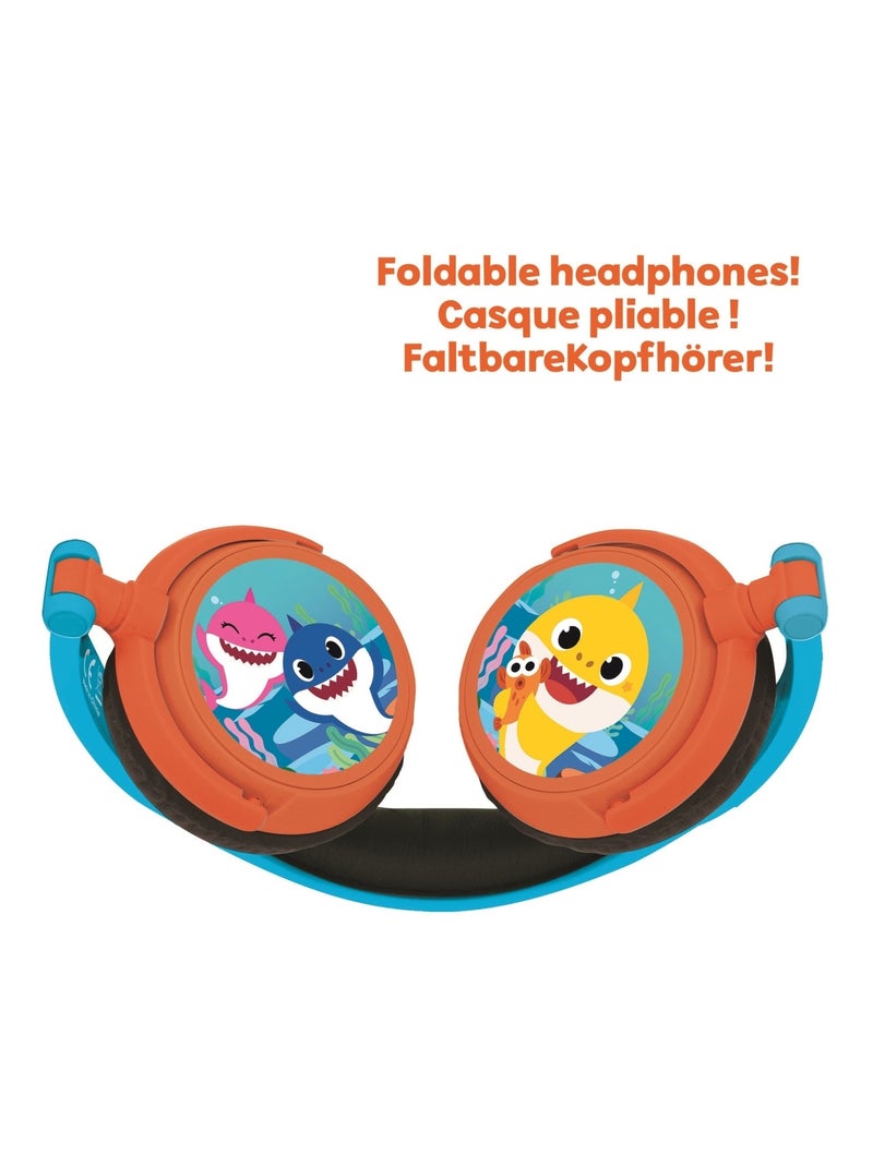Casque stéréo filaire pliable baby shark avec limitation de volume d'écoute Bleu - Kiabi